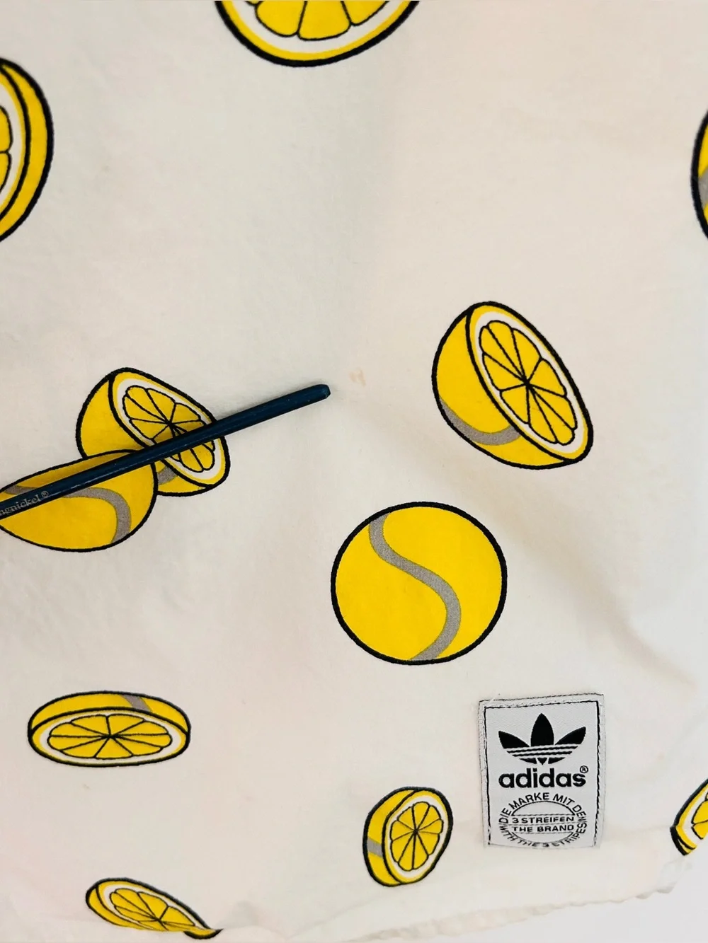 Adidas x Stan Smith Ballsmon Lemon Shirt Button Up Down Cotton Yellow Size Small